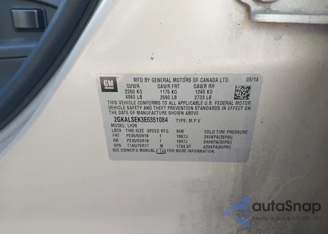 2014 GMC Terrain Slt-1 from USA, damaged, VIN 2GKALSEK3E6351084